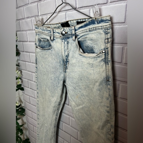 91 COTTON ON Vintage Acid Wash Skinny Jeans Light Wash Retro 90s Y2K/size 32 - Picture 4 of 8